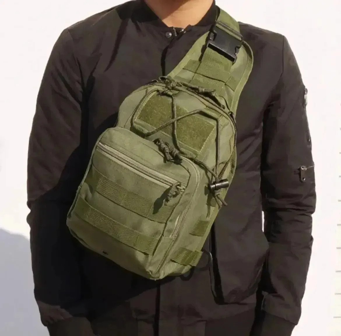 Morral Bandolera Tactica Reforzada 9l Verde Musgo Lisa - Image 3