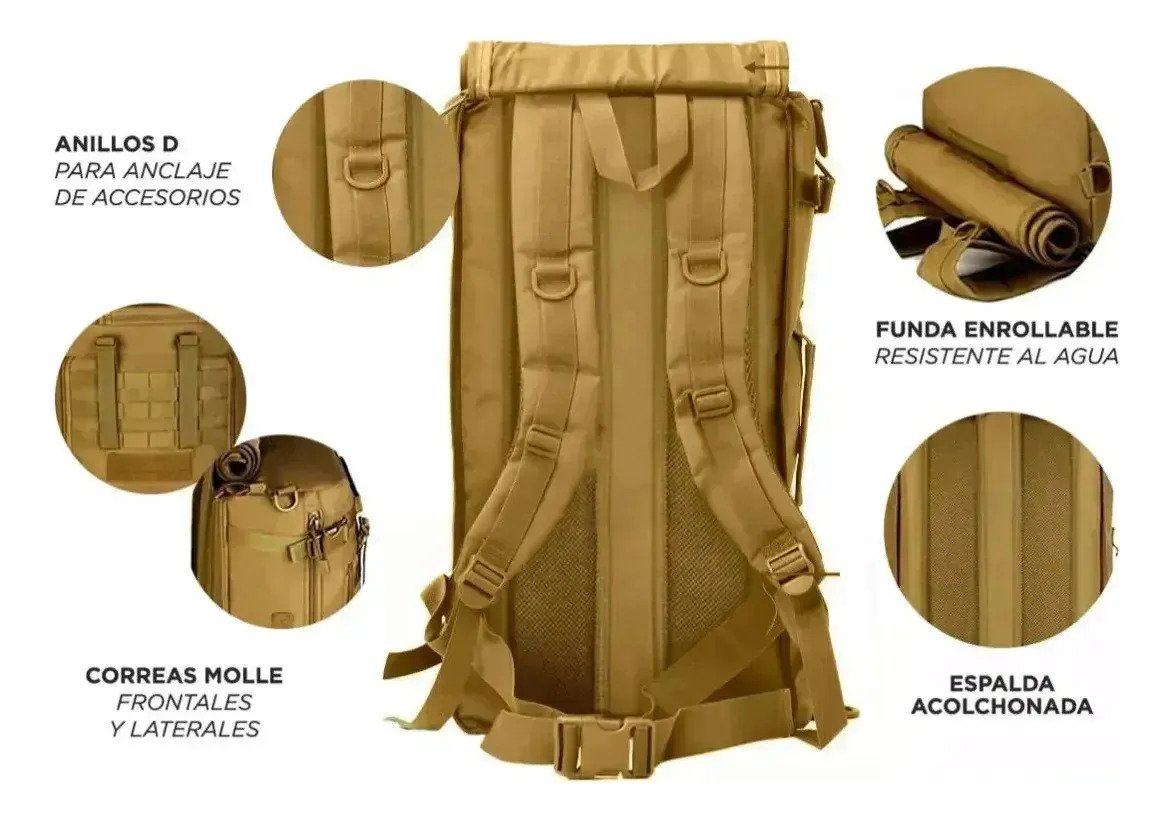 Bolso Mochila Táctica De 70 Litros 3 En 1 - Image 4