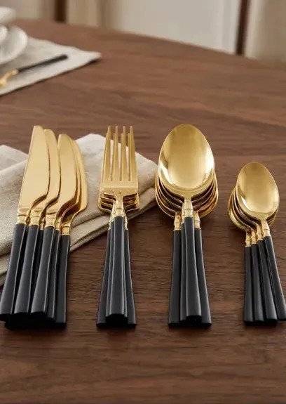 Set X24 Piezas Cubiertos Acero Inox Tenedor Cuchillo Pulidos