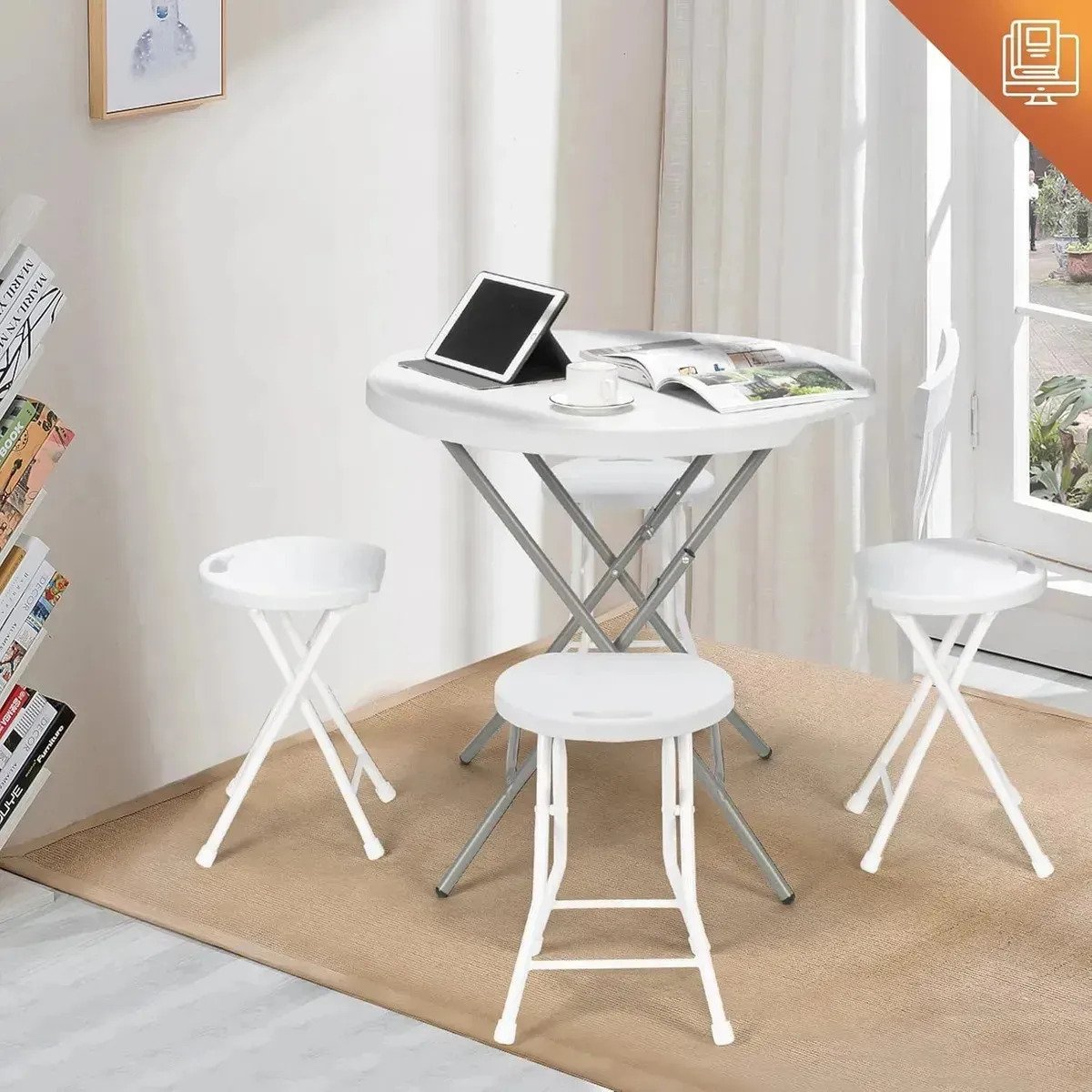 Mesa Plegable Redonda 80 Cm Reforzada Camping Jardin Bar - Image 5