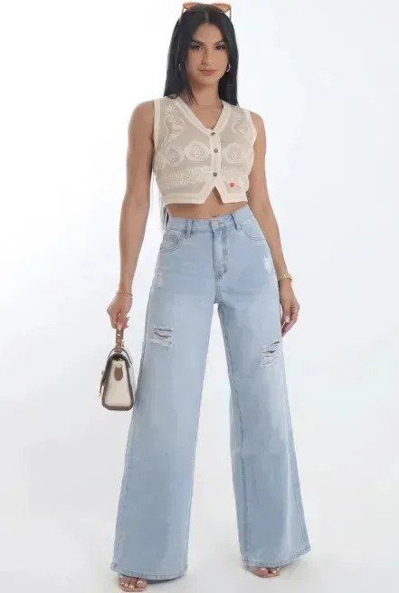 Jean Pantalon Mujer Denim Elastizado Recto Hybrid Premium