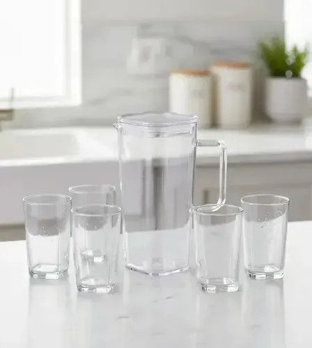 Jarra Acrílica De 1.1 Litros Con 5 Vasos Irrompibles