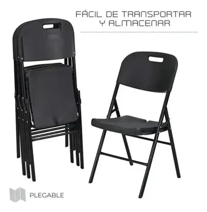 Pack 4 Sillas Plegables Reforzadas Blancas Negras - Image 6