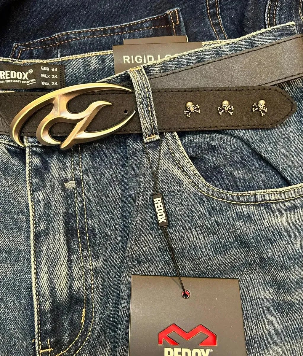 Jean Pantalon Hombre Denim Plano Roto Con Cinturon Premium - Image 4
