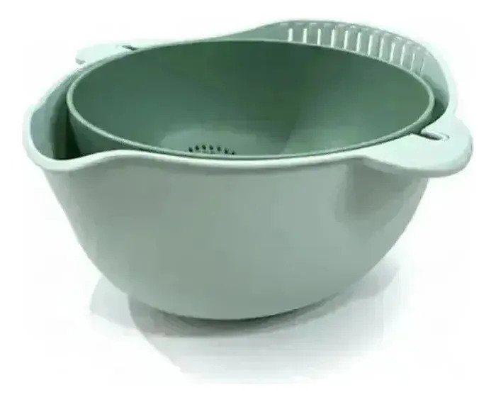 Escurridor Bowl Colador Doble 2 En 1 Giratorio Verdura Pasta - Imagen 3