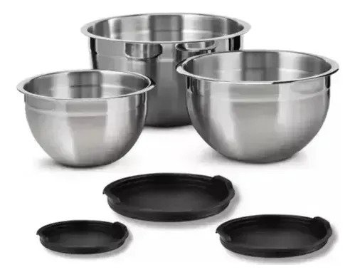 Set De 3 Bowls Ensaladera De Acero Inoxidable Con Tapa - Image 3
