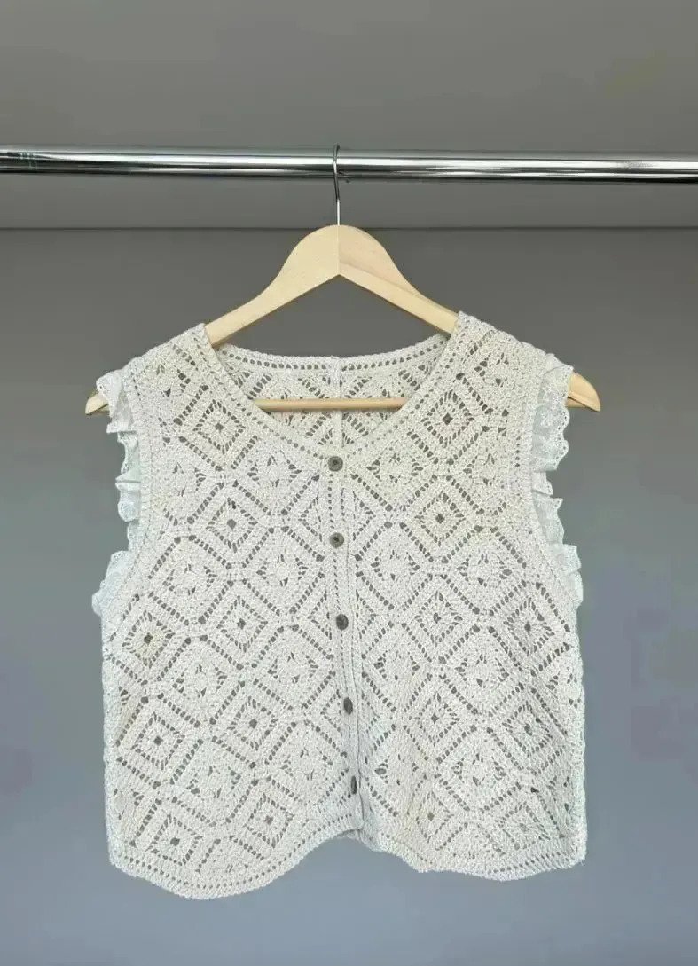 Set 2 Piezas T Short Pantalon + Chaleco Mujer Tejido Fem - Image 3