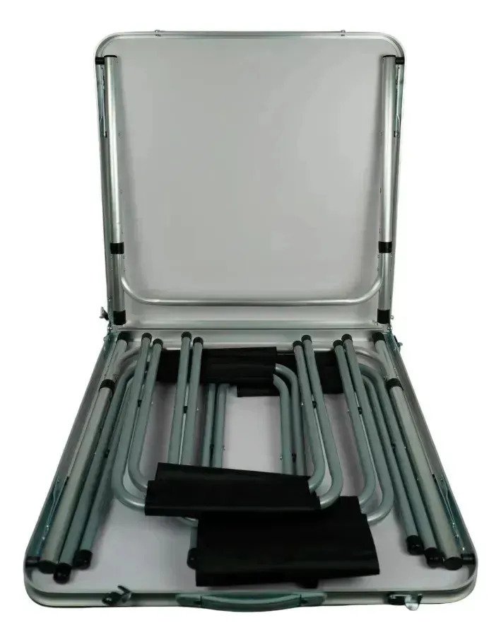 Mesa De Aluminio Plegable De 120 Cm Con 4 Sillas Para Playa - Image 8