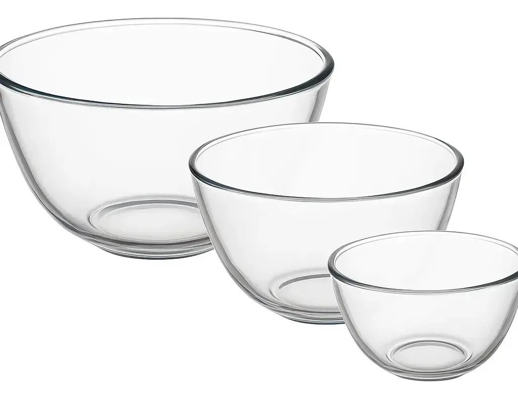 Set Juego 3 Bowl Ensaladeras Vidrio Cocina Resistente Horno