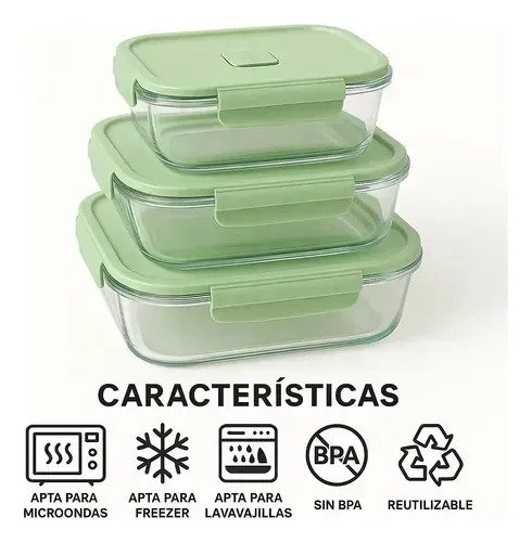 Set X2 Taper Hermetico De Vidrio Rectangular Con Tapa Tupper - Image 5