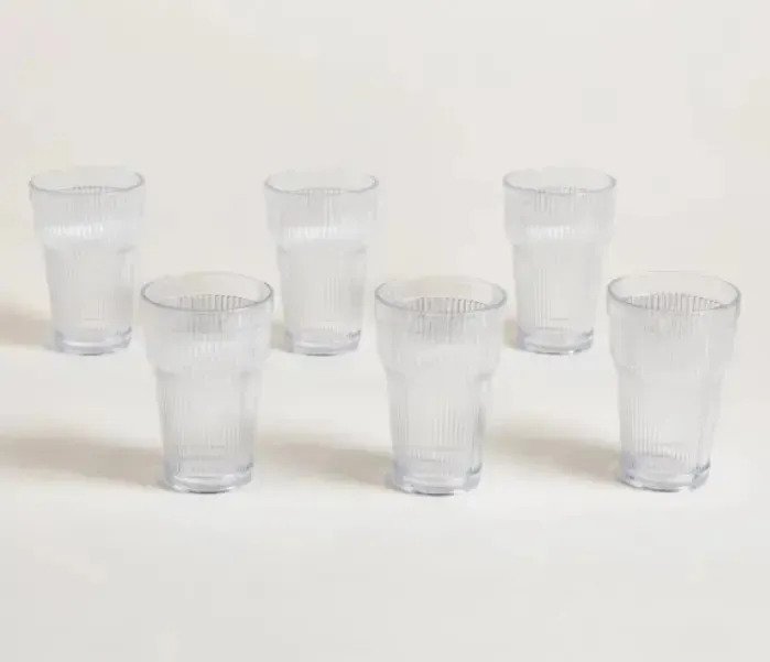 Set X6 Vasos Acrilico Transparente 400 Ml Premium Irrompible