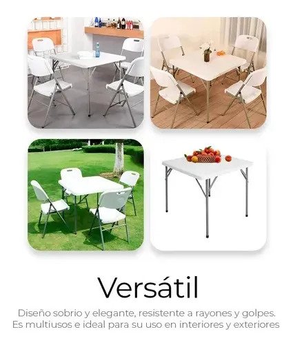 Mesa Plegable Cuadrada Plástico Resistente 86cm Jardin Exter - Image 6