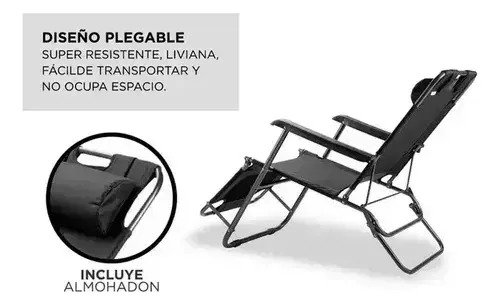 Reposera Plegable Gravedad Cero Playa Jardín - Image 4