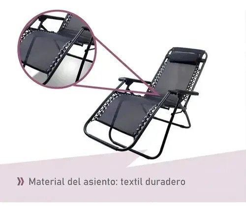 Reposera Plegable Gravedad Cero Playa Camping Jardin Negra - Image 5