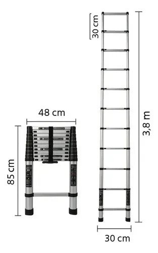Escalera Telescópica Aluminio Plegable Extensible 3.8 Metros - Image 3