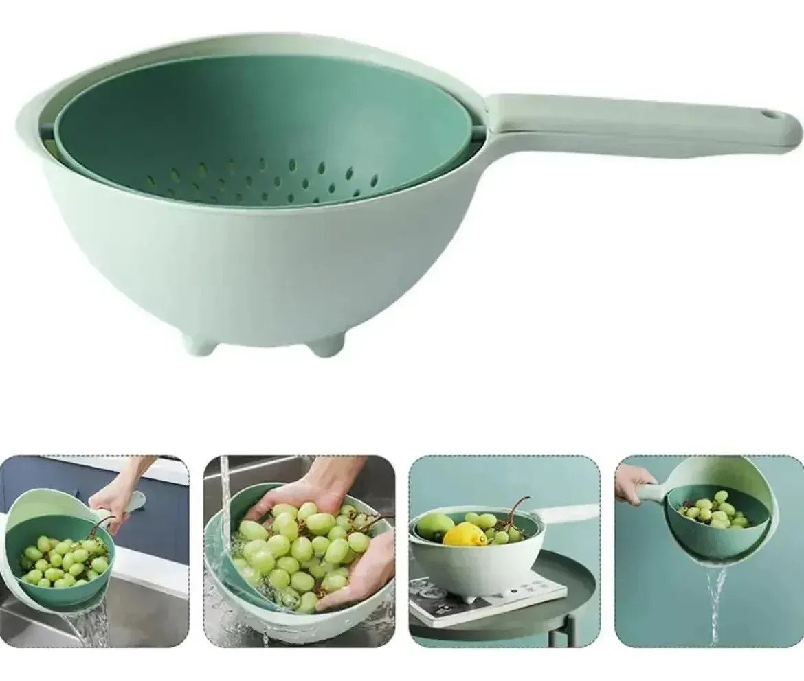 Colador Escurridor Rotativo 2 En 1 Para Cocina - Imagen 2