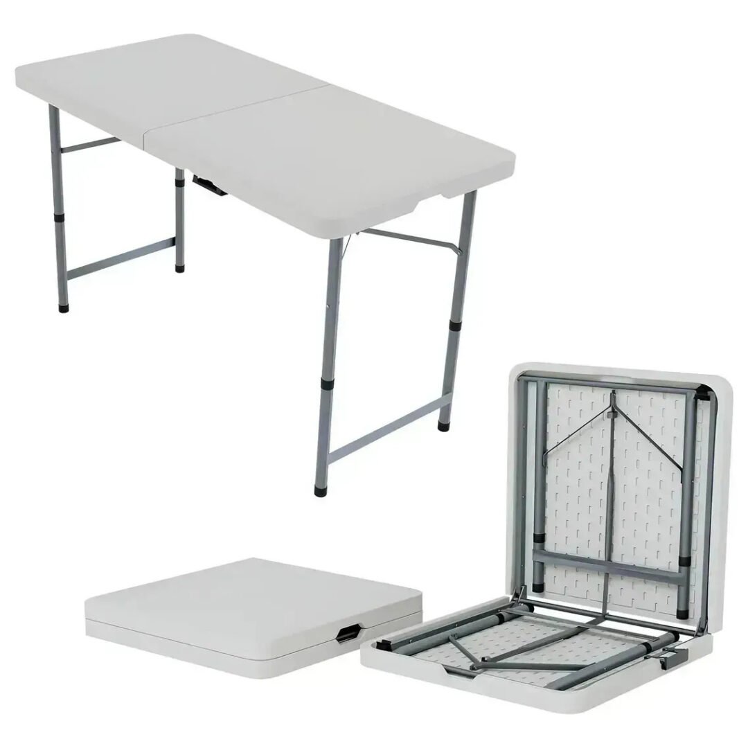 Mesa Plástica De 120 Cm Ajustable En 3 Alturas Plegable