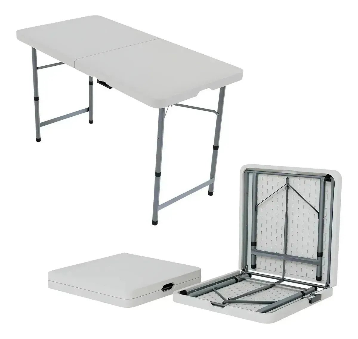 Mesa Plástica De 120 Cm Ajustable En 3 Alturas Plegable