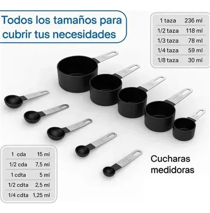 Set De 10 Piezas De Cucharas Y Tazas Medidoras Dosificadoras - Image 4