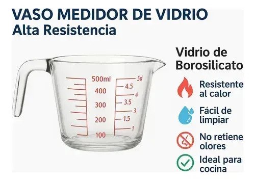 Vaso Medidor De Vidrio 500 Ml Con Pico Vertedor - Image 2