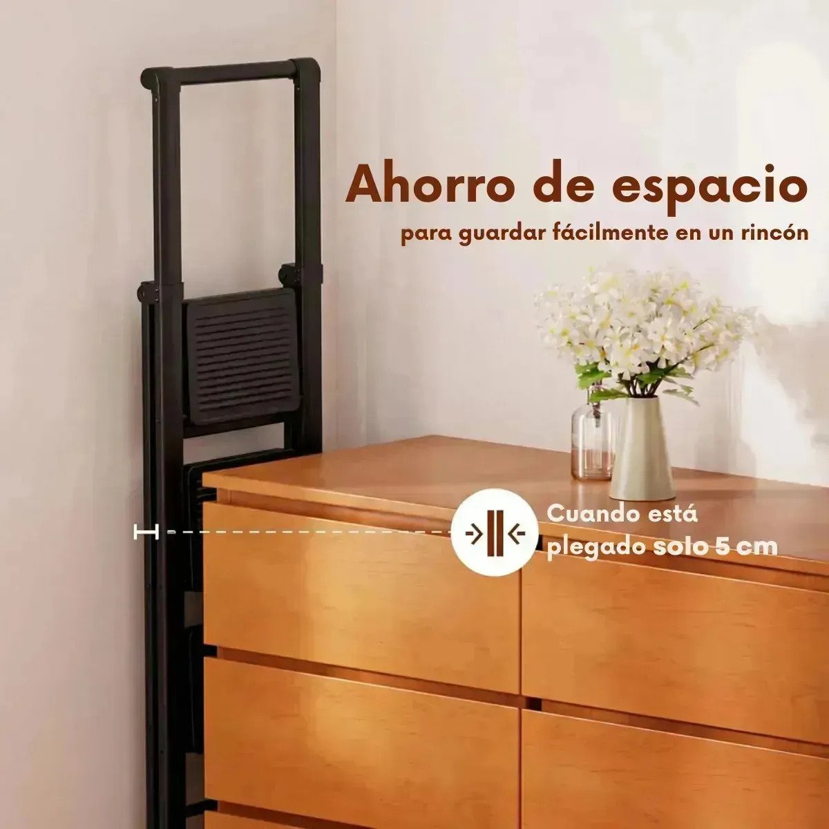 Escalera Plegable 4 Escalones Tipo Tijera Negra Para Hogar - Image 9