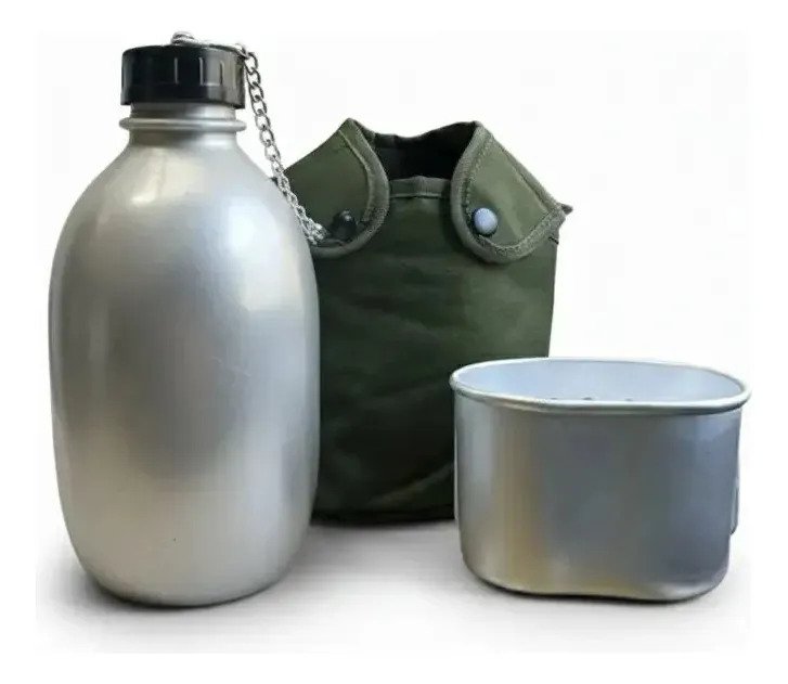Cantimplora Militar Tactica Aluminio + Marmita 1,3 L