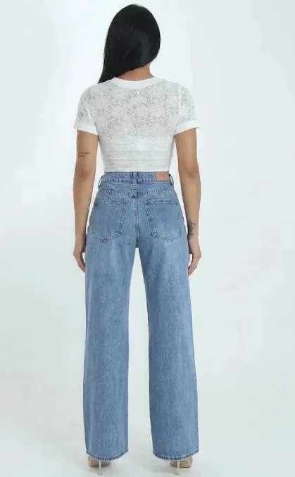 Jean Pantalon Mujer Denim Elastizado Wide Leg Premium Talles - Image 2