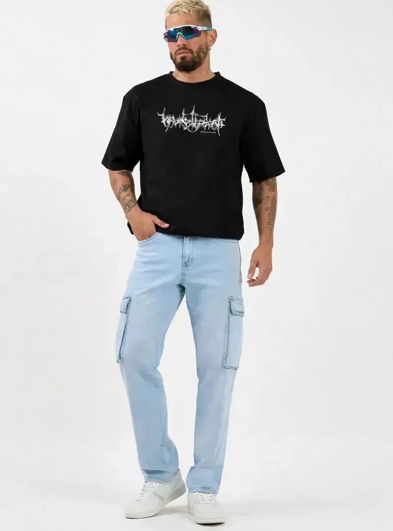 Jean Pantalon Hombre Denim Spandex Cargo Premium Talles