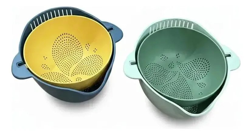 Escurridor Bowl Colador Doble 2 En 1 Giratorio Verdura Pasta - Imagen 6