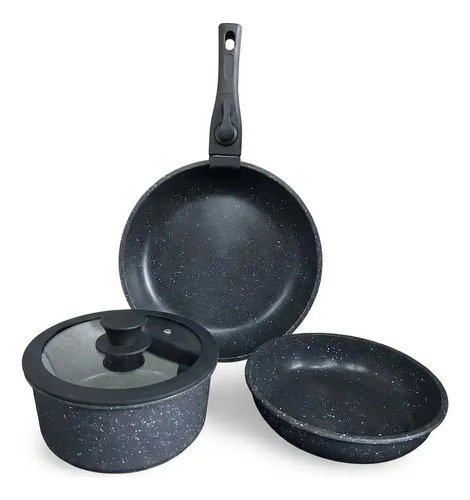 Set X5 Ollas Batería Cocina Antiadherente Mango Desmontable