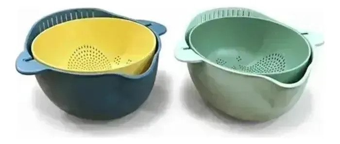 Escurridor Bowl Colador Doble 2 En 1 Giratorio Verdura Pasta - Imagen 7