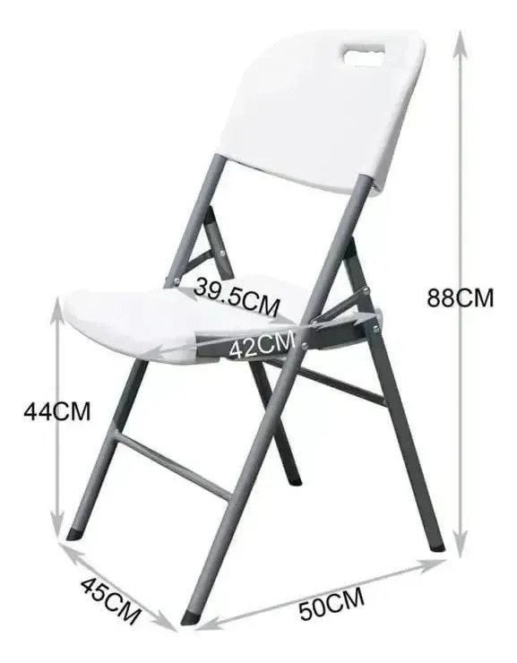 Silla Plegable Reforzada Negro O Blanco X2 Unidades Jardin - Image 4