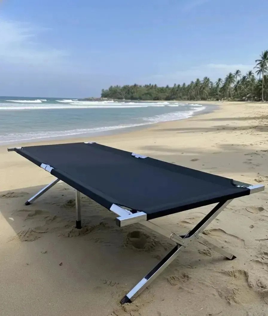 Cama Catre Plegable Reforzada Para Camping Portatil Negro - Imagen 3