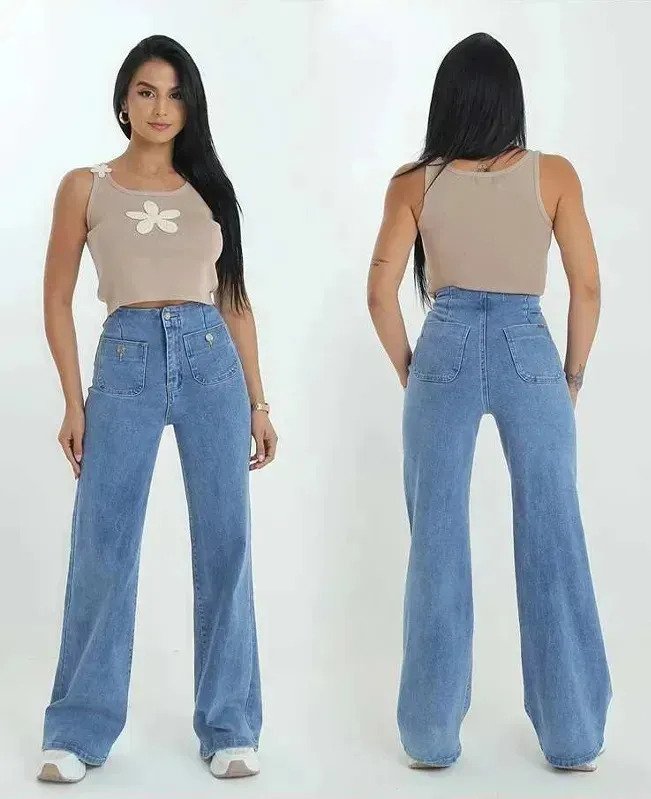Jean Mujer Denim Elastizado Wide Leg Bolsillos Premium - Image 3