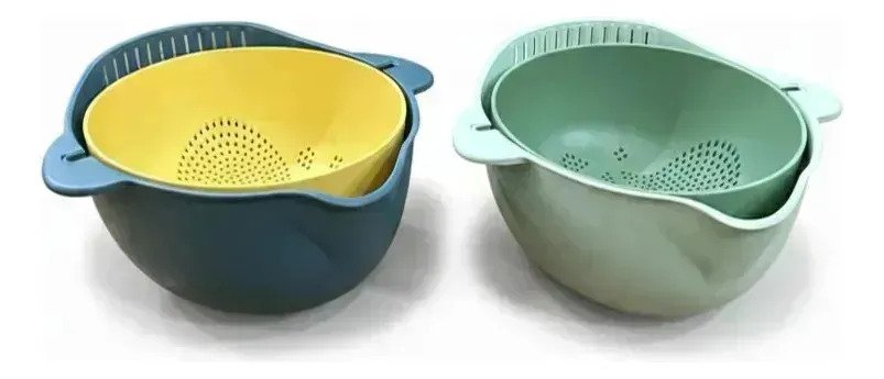 Escurridor Bowl Colador Doble 2 En 1 Giratorio Verdura Pasta - Imagen 4
