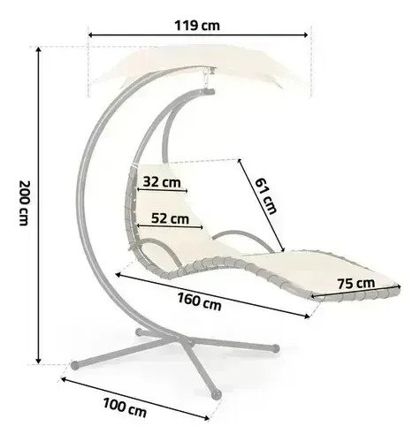 Sillón Reposera Tipo Hamaca Colgante Con Sombrilla Ajustable - Imagen 5