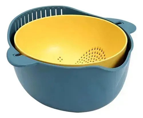 Escurridor Bowl Colador Doble 2 En 1 Giratorio Verdura Pasta