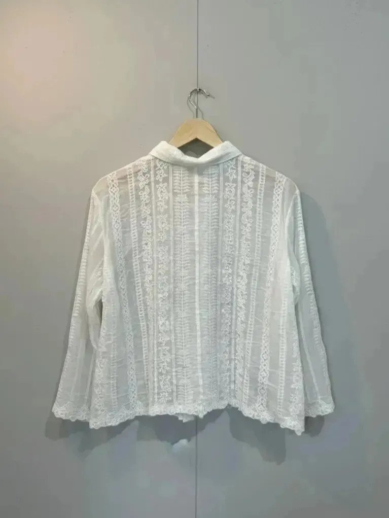 Camisa Blusa Estilo Broderie Premium Delicada Para Mujer - Image 4