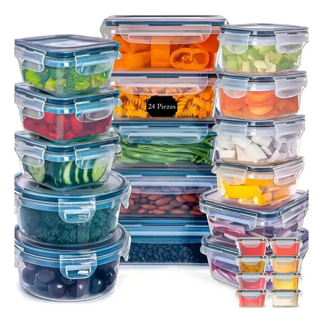 Set De 24 Tapers Frascos Herméticos De Plástico Para Cocina