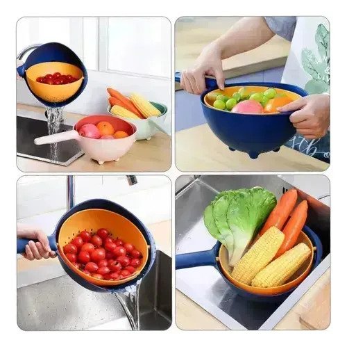 Colador Escurridor Rotativo 2 En 1 Para Cocina - Imagen 5