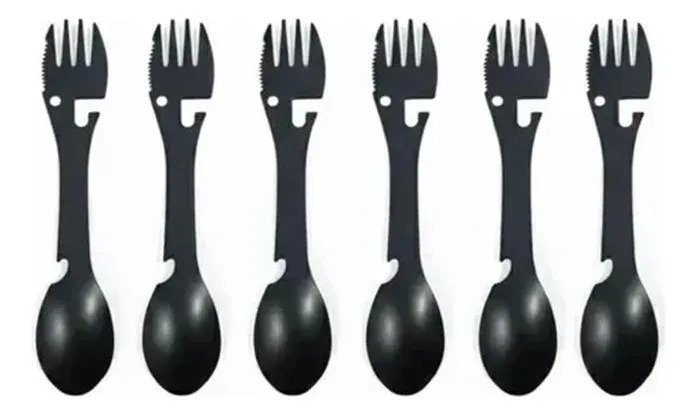 Set X6 Cubiertos Tenedor 5 En 1 Cuchara Destapador Cuchillo