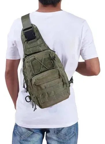 Morral Bandolera Tactica Reforzada 9l Verde Musgo Lisa - Image 4