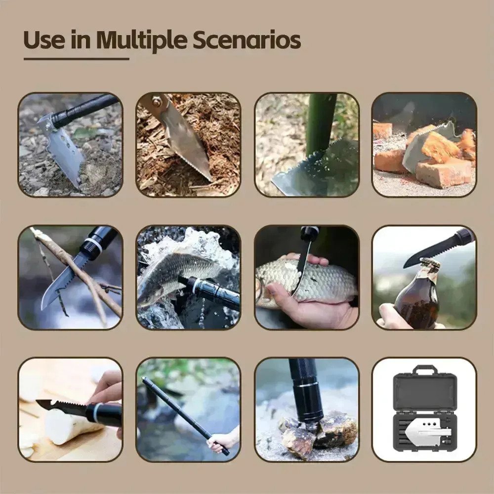 Pala Cuchillo Plegable Táctico Multiuso Para Supervivencia - Imagen 9