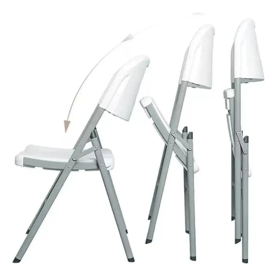 Silla Plegable Reforzada Blanca Combo X4 Unidades Hogar - Image 4