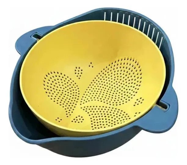 Escurridor Bowl Colador Doble 2 En 1 Giratorio Verdura Pasta - Imagen 3