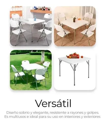 Mesa Plegable Cuadrada Plástico Resistente 86cm Jardin Exter - Image 6