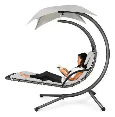 Sillón Reposera Tipo Hamaca Colgante Con Sombrilla Ajustable - Imagen 6
