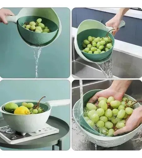 Colador Escurridor Rotativo 2 En 1 Para Cocina - Imagen 4