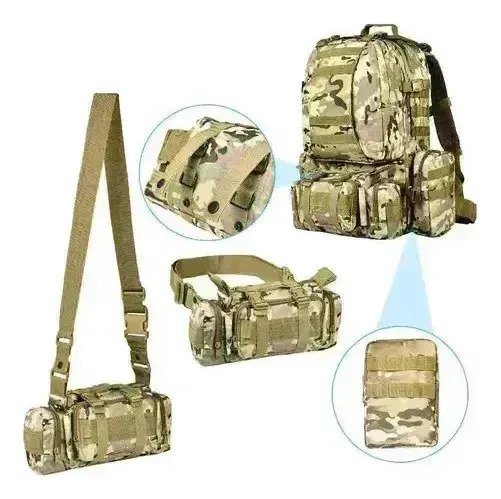 Mochila Táctica De 60 Litros Con 3 Bolsas Sistema Molle - Image 3