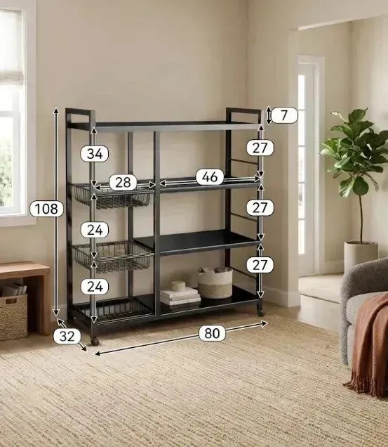 Estanteria Organizador Multiuso Con Ruedas Canastos 108 Cm - Imagen 2